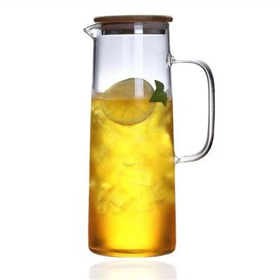 Szklany dzbanek o pojemności 1100 ml z bambusowymi pokrywkami