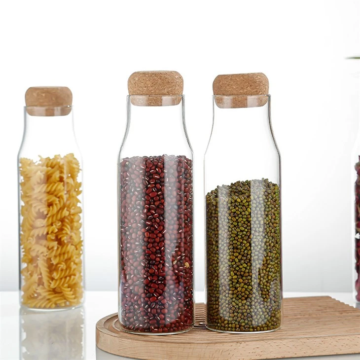 Shape Glass Storage Jar With Corklid