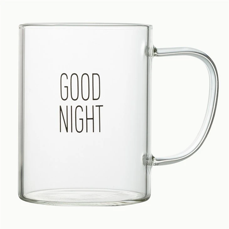 Single-layer Glass Handle Cup With Black Or White Decals