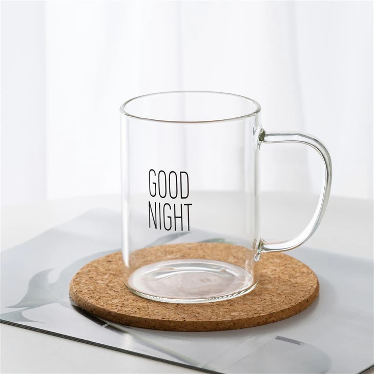 Single-layer Glass Handle Cup With Black Or White Decals