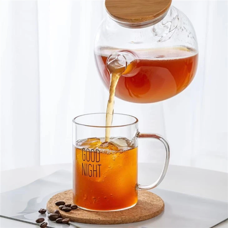 Single-layer Glass Handle Cup With Black Or White Decals